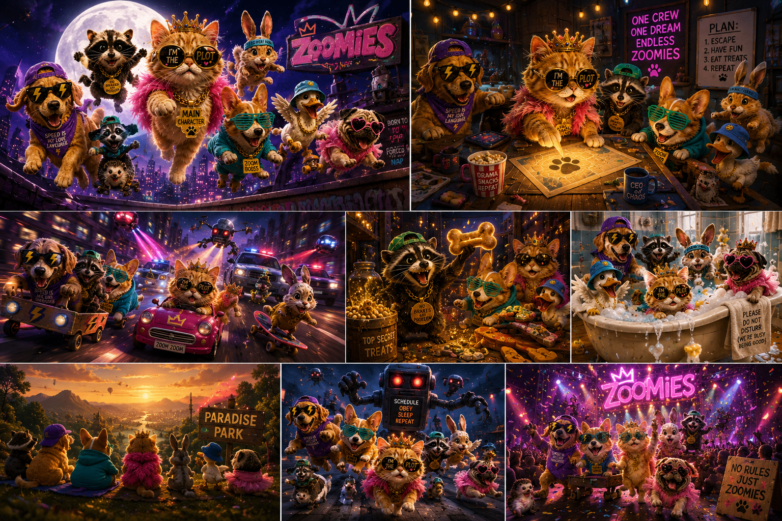 Zoomverse gallery collage showing multiple scenes from the movie world